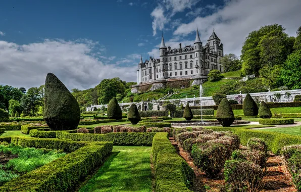 Картинка парк, замок, Шотландия, Scotland, Dunrobin Castle, Замок Данробин, Golspie