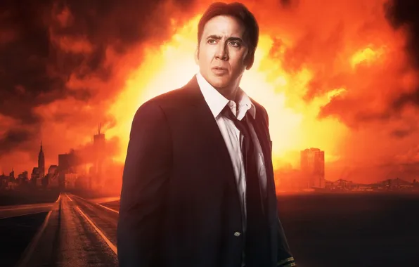 City, fire, skull, flame, river, sky, chaos, actor