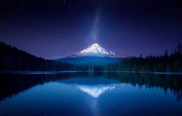 Ночь, Озеро, Звёзды, Milky Way