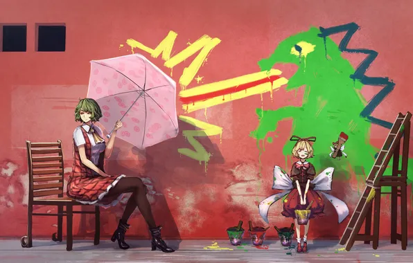 Картинка зонт, аниме, арт, Medicine Melancholy, Kazami Yuuka, kikimifukuri