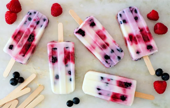 Картинка малина, черника, десерт, ice cream, ягодное мороженое