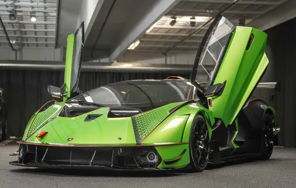 Lamborghini, Lamborghini Essenza SCV12, green cars, italian cars