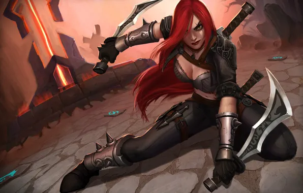 Картинка девушка, рыжая, League of Legends, Katarina, Sinister Blade