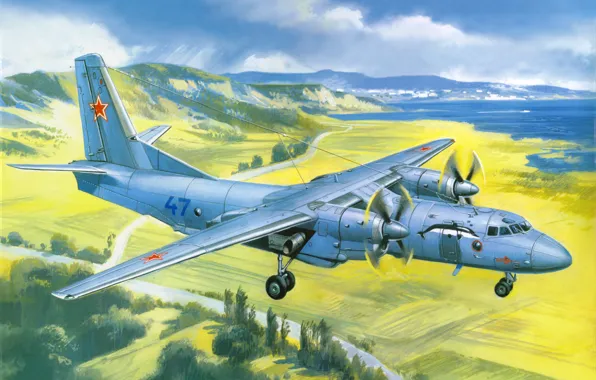 Картинка авиация, самолёт, военно-транспортный, советский, Ан-26