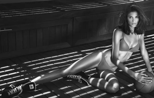 Девушка, секси, фон, модель, мяч, sexy, красотка, кросовки