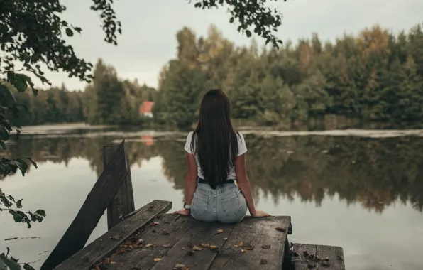 Картинка осень, девушка, у реки, Фотограф Виктория Руских
