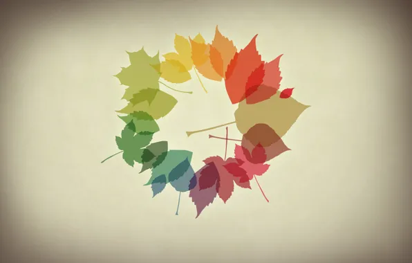 Картинка осень, листья, минимализм
