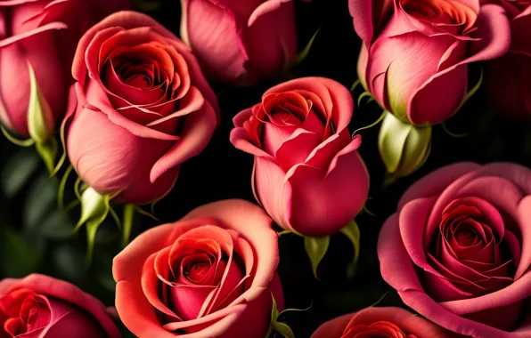 Картинка цветы, розы, бутоны, pink, flowers, beautiful, roses, buds
