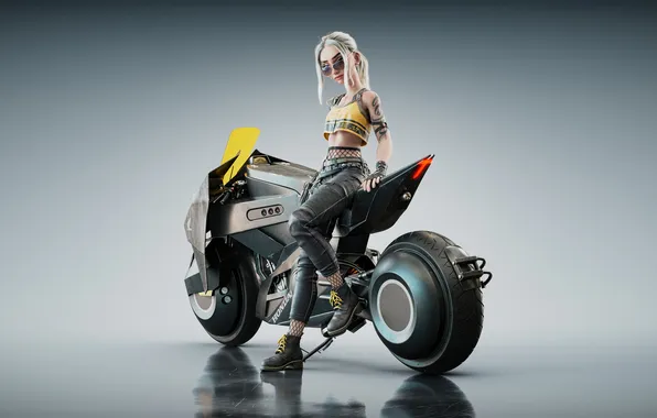 Girl, scooter, ai art