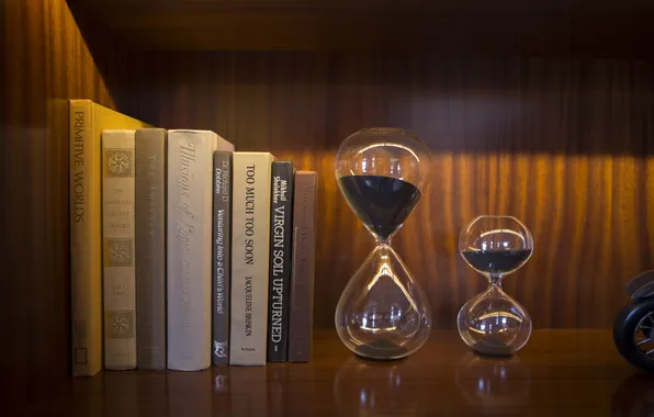 Book, library, hourglass