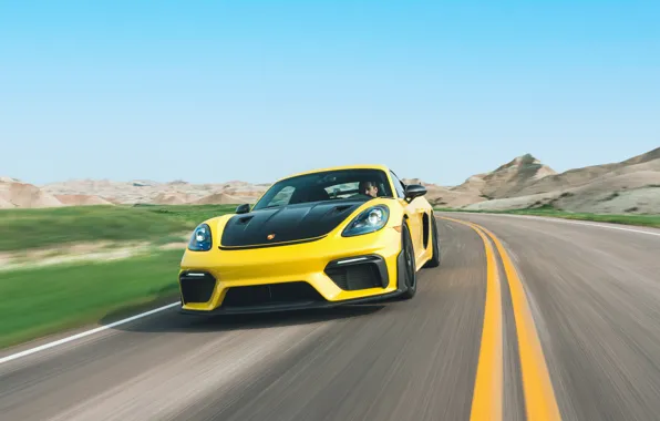 Картинка car, Porsche, Cayman, yellow, Weissach Package, 718, Porsche 718 Cayman GT4 RS