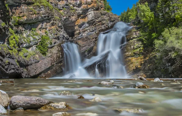 Картинка горы, река, камни, водопад, Канада, Альберта, Alberta, Canada