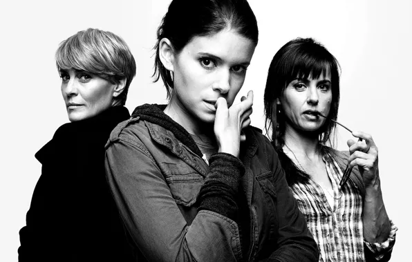 Black and white, Kate Mara, actresses, TV series, House of Cards, Robin Wright, Constance Zimmer, …