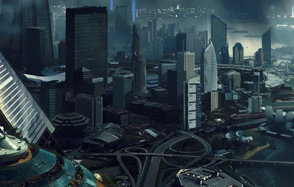 Город, Небоскребы, Здания, City, Архитектура, Jakub Grygier, by Jakub Grygier, Futuristic City DMP