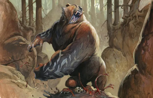Медведь, Magic: The Gathering, Jesper Ejsing, Runeclaw Bear, Руннолапый Медведь