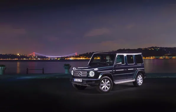 Mercedes benz, night, istanbul, g-class, bosphorus