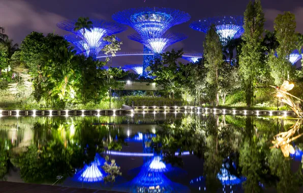 Картинка ночные огни, Сингапур, Singapore, night lights