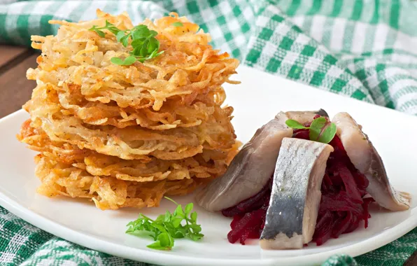 Селедка, драники, картофельный