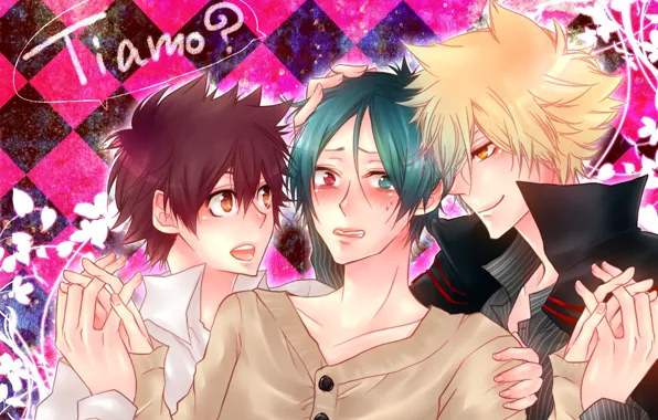 Аниме, арт, парни, трио, Katekyo Hitman Reborn, Рокудо Мукуро, Учитель мафиози Реборн, Вонгола