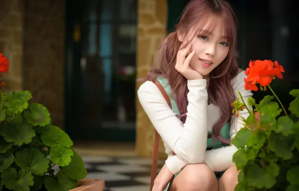 Лето, девушка, азиатка