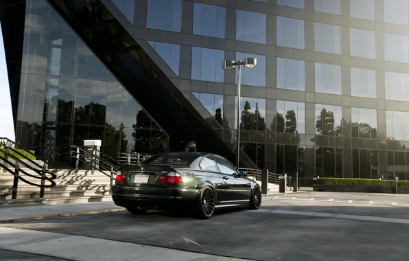 Картинка BMW, Windows, E46, Building, M3, Dark green