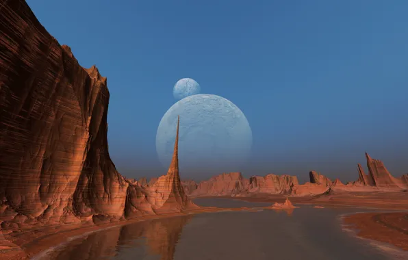 Картинка desert, reflection, artist artwork