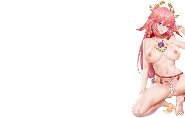 Girl, hot, sexy, smoking, nipples, boobs, pink, anime