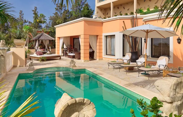 Вилла, бассейн, архитектура, Испания, терраса, Tenerife, Royal Garden Villas & Spa