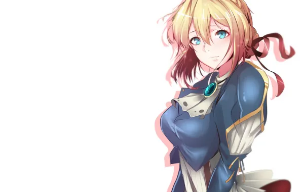 Взгляд, девушка, фон, Violet Evergarden