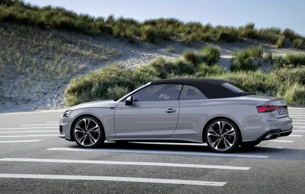 Картинка серый, Audi, кабриолет, Audi A5, вид сбоку, верх, A5, 2019