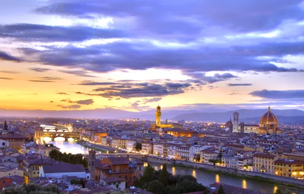 City, sunset, florence