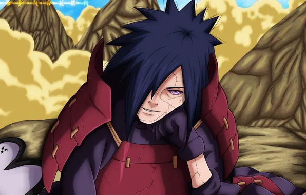 Взгляд, парень, Наруто, naruto, персонаж, брюнет, риннеган, мадара учиха