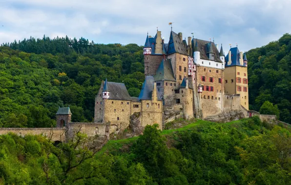 Лес, замок, Германия, Эльц, Burg Eltz