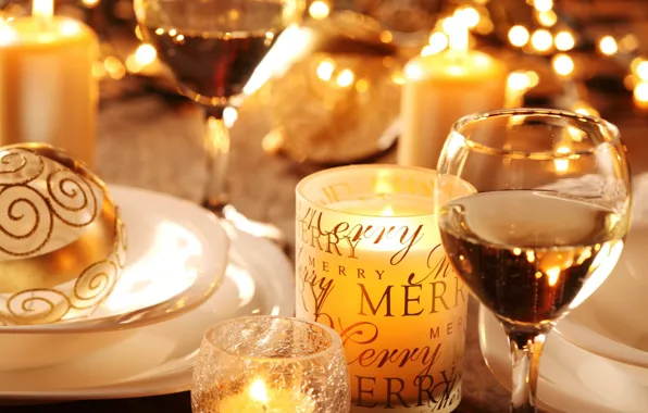 Бокалы, шампанское, декор, holiday, CHRISTMAS