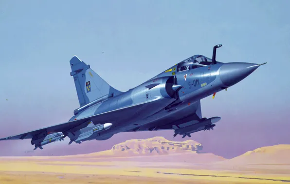 Картинка war, art, painting, aviation, jet fighter, Dassault Mirage