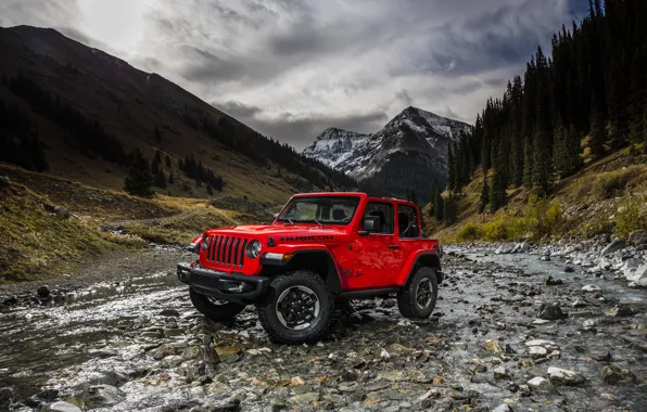 Пейзаж, горы, красный, река, 2018, Jeep, Wrangler Rubicon
