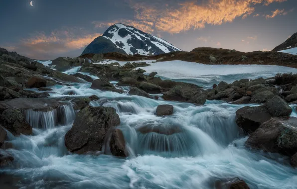 Картинка река, гора, Норвегия, каскад, Norway, Jotunheimen National Park, Jotunheimen Mountains, Национальный парк Ютунхеймен