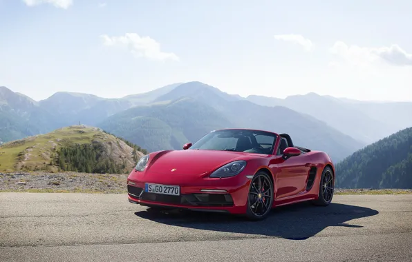 Дорога, авто, небо, солнце, горы, Porsche, кабриолет, Boxster