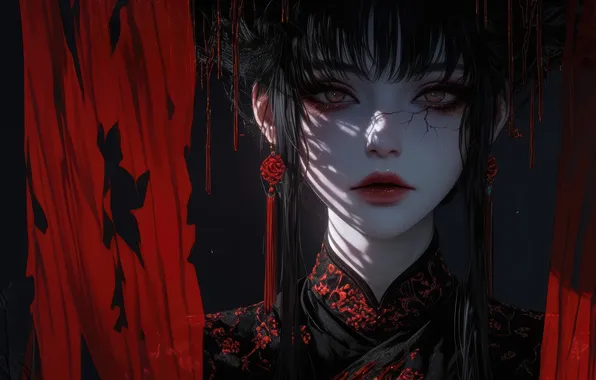 Girl, Fantasy, Anime, Asian, Vampire, Face, Anime Girl