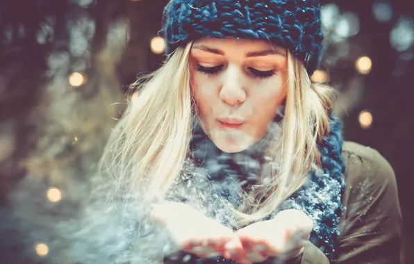Картинка девушка, снег, настроение