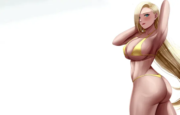 Girl, sexy, cleavage, Naruto, green eyes, long hair, boobs, anime