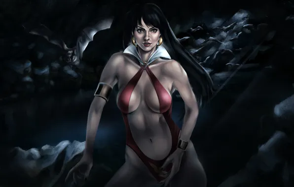Эротика, грудь, девушка, ночь, тело, вампир, vampirella