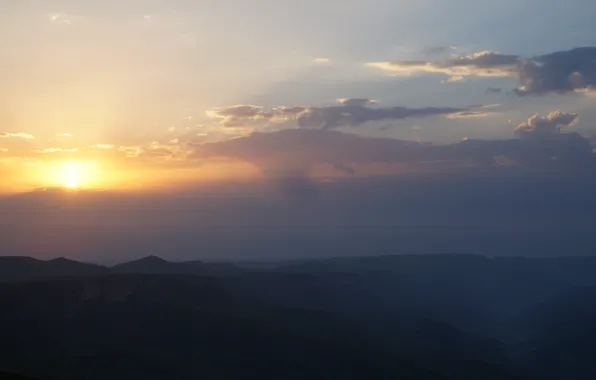 Небо, облака, горы, рассвет, sky, mountain, sunrise, рассвет в горах