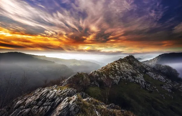 Закат, горы, природа