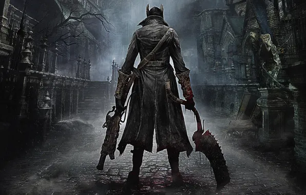 Город, Кровь, Оружие, Плащ, Охотник, PlayStation 4, PS4, 2015