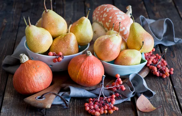 Осень, ягоды, тыквы, фрукты, натюрморт, овощи, груши