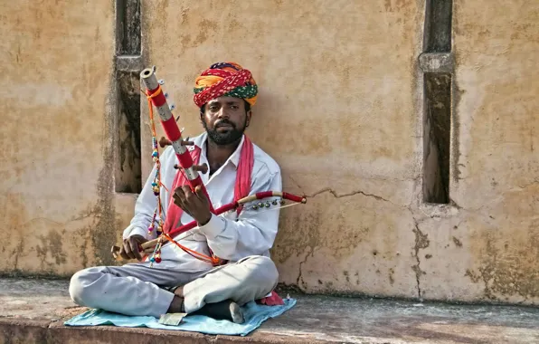 India, Jaipur, Street musician