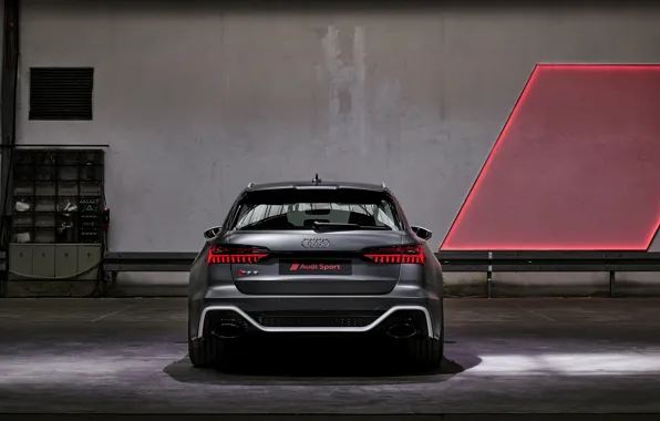 Картинка Audi, вид сзади, универсал, RS 6, 2020, 2019, тёмно-серый, V8 Twin-Turbo