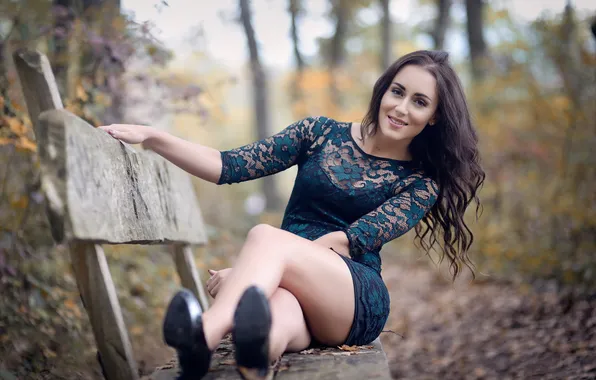 Взгляд, девушка, скамья