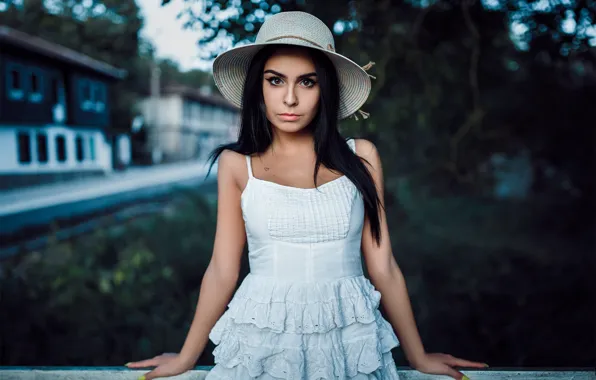 Взгляд, девушка, природа, волосы, платье, красивая, Деян Романов